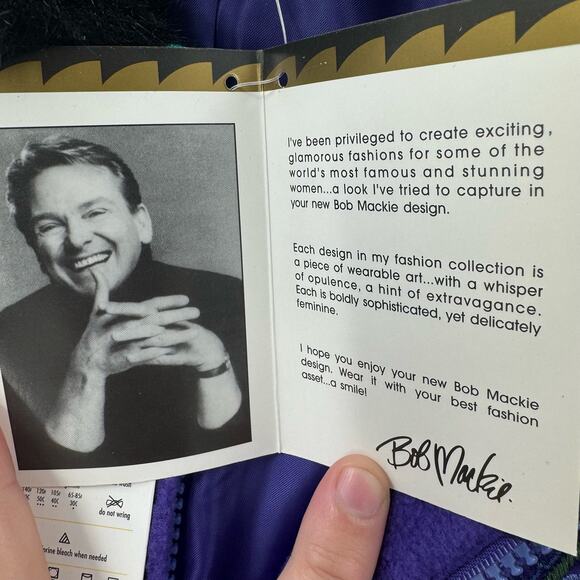 NWT Bob Mackie purple and blue fleece Embroidered faux fur vest - Picture 7 of 9